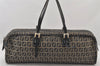 Authentic FENDI Zucchino Shoulder Hand Bag Canvas Leather Navy Blue 6800K