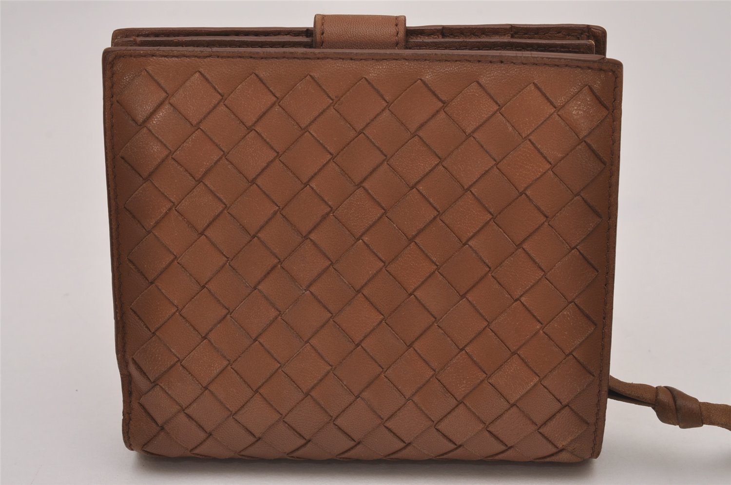 Authentic BOTTEGA VENETA Intrecciato Leather Bifold Wallet Purse Brown Box 6803I