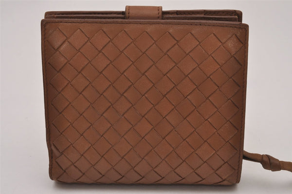 Authentic BOTTEGA VENETA Intrecciato Leather Bifold Wallet Purse Brown Box 6803I