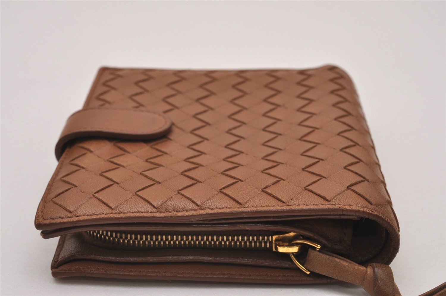 Authentic BOTTEGA VENETA Intrecciato Leather Bifold Wallet Purse Brown Box 6803I