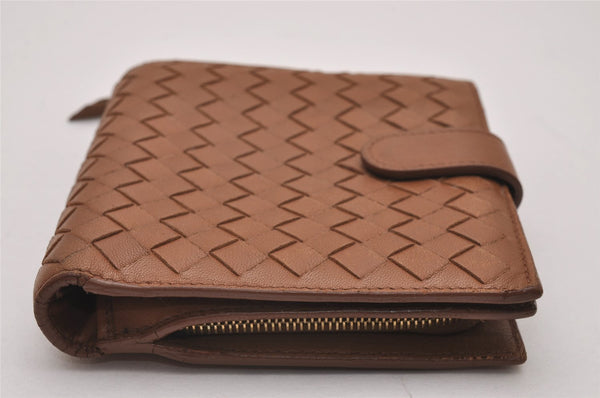 Authentic BOTTEGA VENETA Intrecciato Leather Bifold Wallet Purse Brown Box 6803I