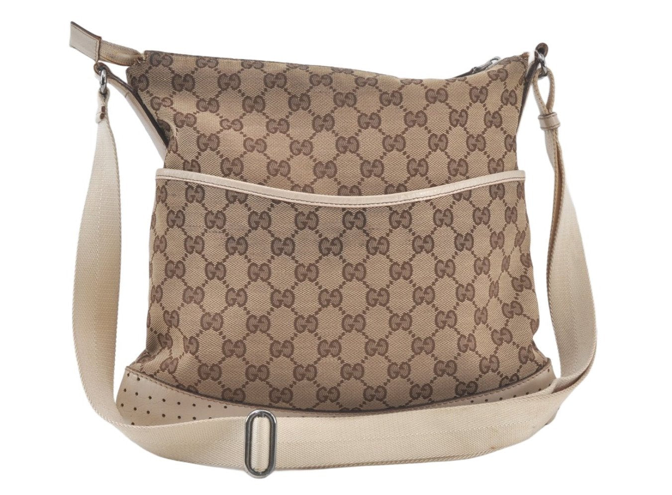 Authentic GUCCI Shoulder Cross Body Bag GG Canvas Leather 145857 Brown 6804K