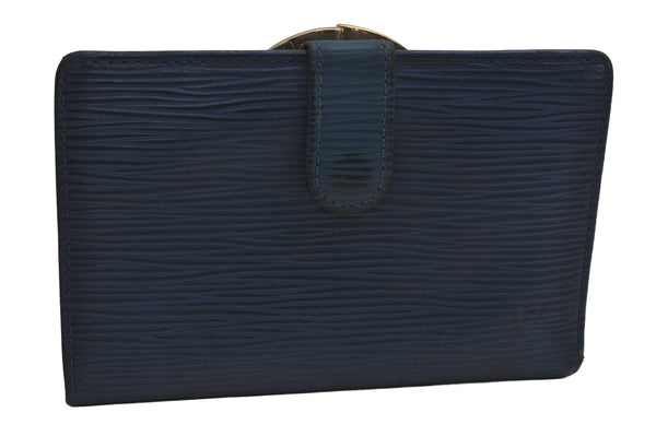 Auth Louis Vuitton Epi Porte Monnaie Billets Viennois Wallet M63245 Blue 6805J