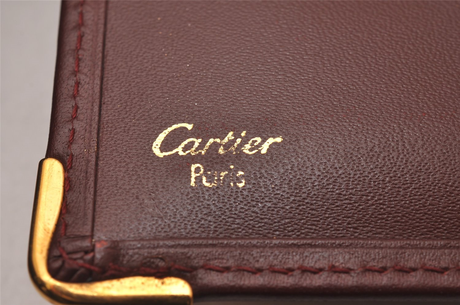 Authentic Cartier Must de Cartier Long Wallet Purse Leather Bordeaux Red 6806I