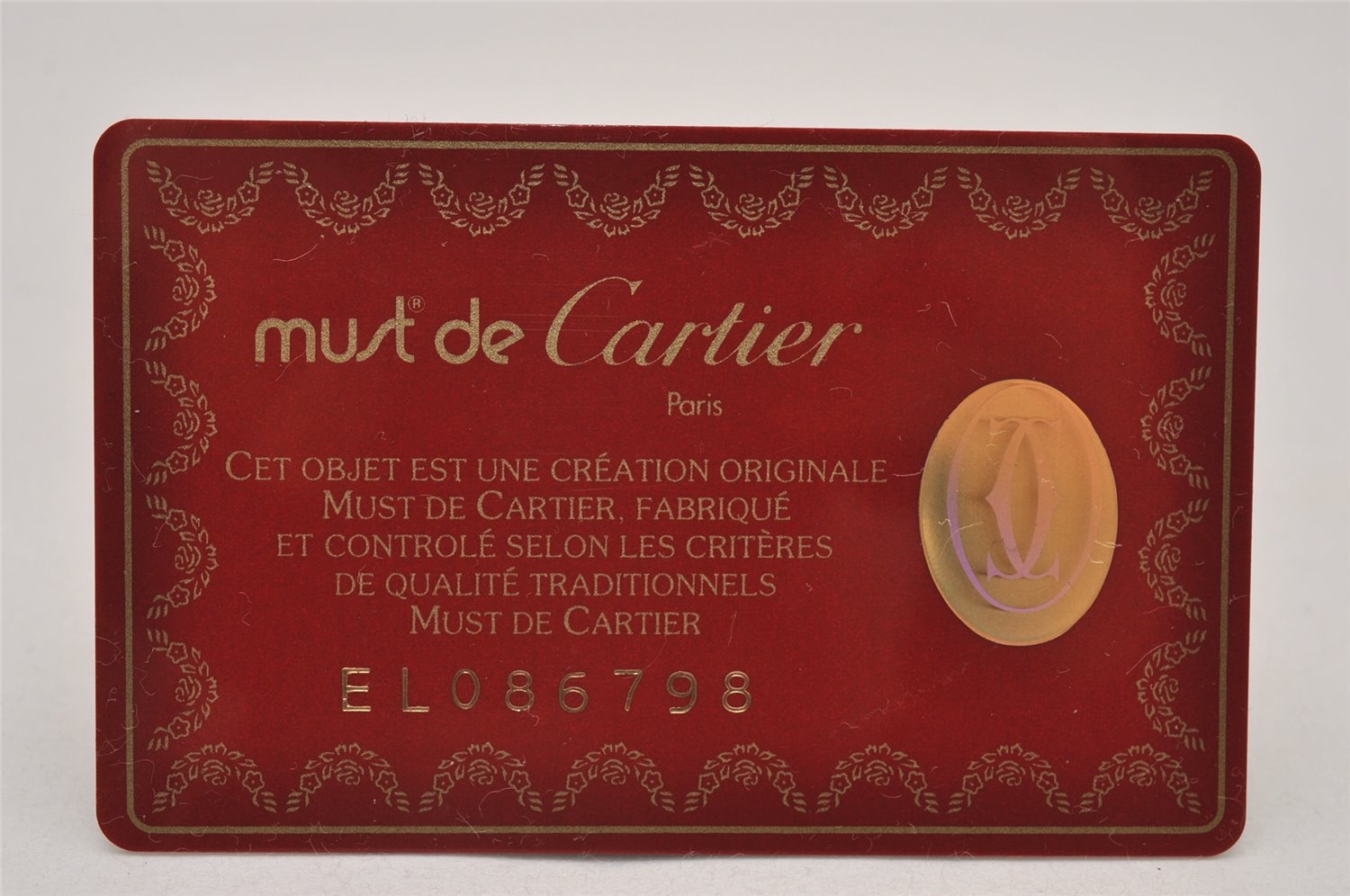 Authentic Cartier Must de Cartier Long Wallet Purse Leather Bordeaux Red 6806I