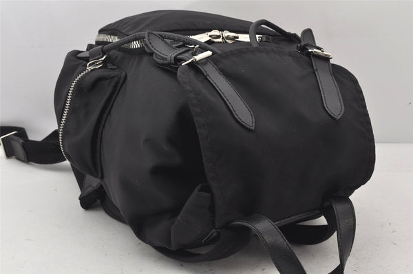 Authentic BURBERRY Vintage Nylon Leather Drawstring Backpack Black 6806K