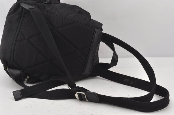 Authentic BURBERRY Vintage Nylon Leather Drawstring Backpack Black 6806K