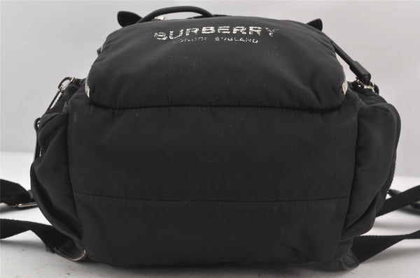 Authentic BURBERRY Vintage Nylon Leather Drawstring Backpack Black 6806K