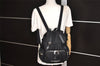 Authentic BURBERRY Vintage Nylon Leather Drawstring Backpack Black 6806K