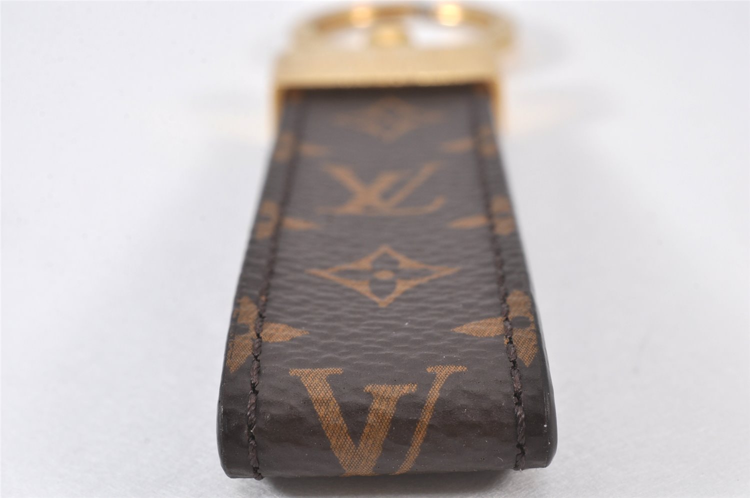 Authentic Louis Vuitton Monogram Porte Cles Dragonne M65221 Key Ring Charm 6807K