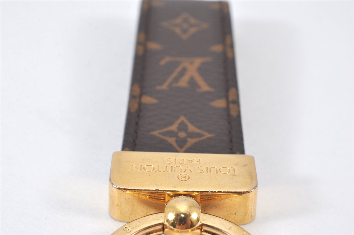 Authentic Louis Vuitton Monogram Porte Cles Dragonne M65221 Key Ring Charm 6807K