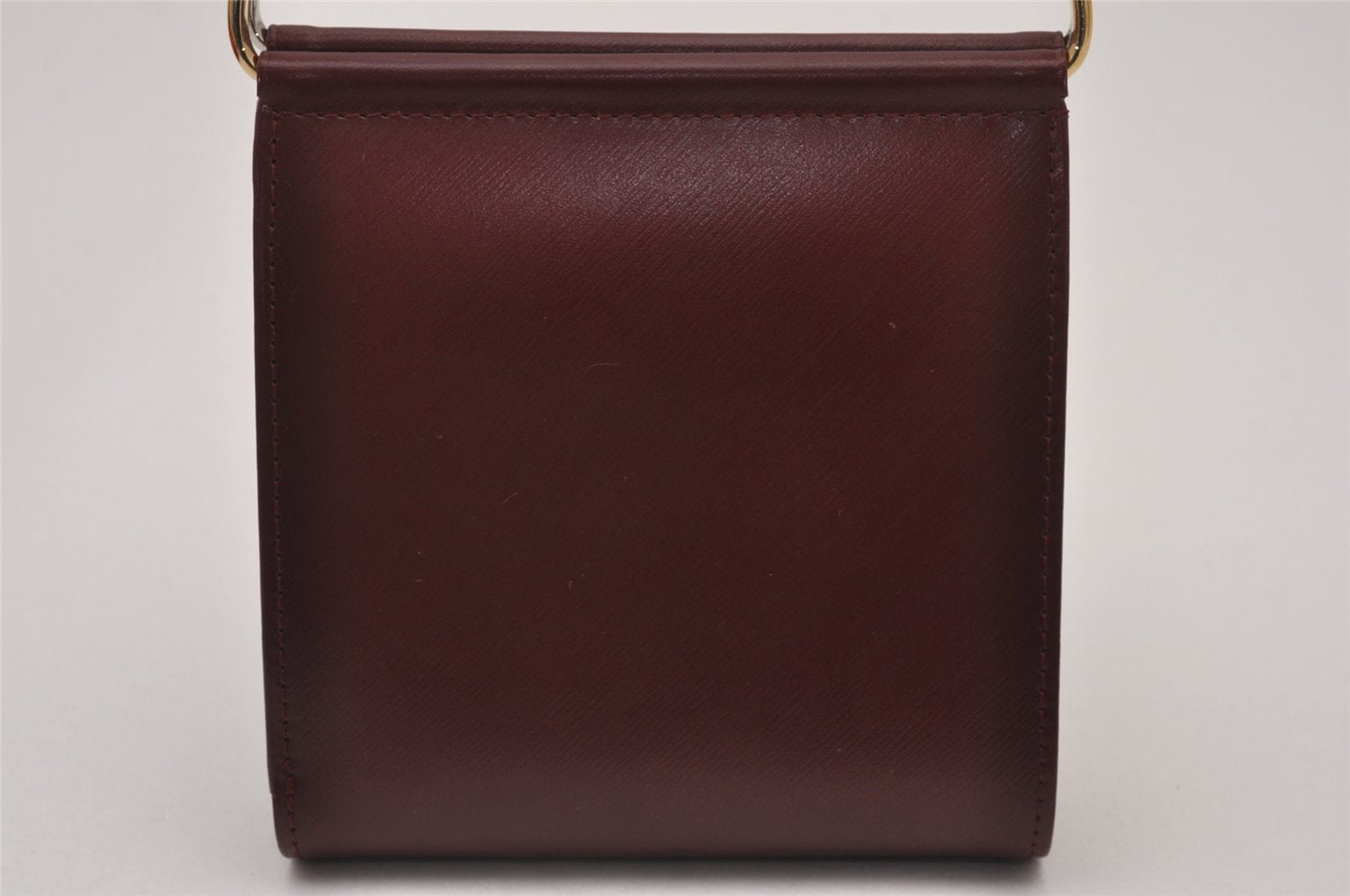 Authentic Cartier Trinity Hand Bifold Wallet Purse Leather Bordeaux Box 6808I