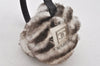 Authentic CHANEL Fur Leather Ear Muffs CC Logo White Brown 6809K