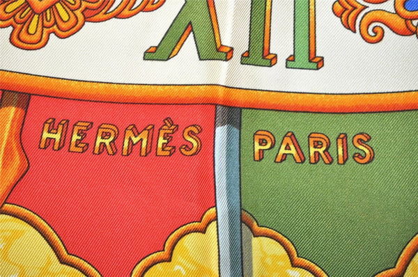 Authentic HERMES Carre 90 Scarf "CARPE DIEM" Silk Yellow 6810J