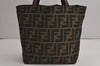 Authentic FENDI Vintage Zucca Tote Hand Bag Nylon Leather Brown 6811J