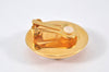 Authentic HERMES Email Clip On Earrings Circular Shape Gold Red 6811K