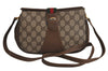 Authentic GUCCI Web Sherry Line Shoulder Cross Bag GG PVC Leather Brown 6813J