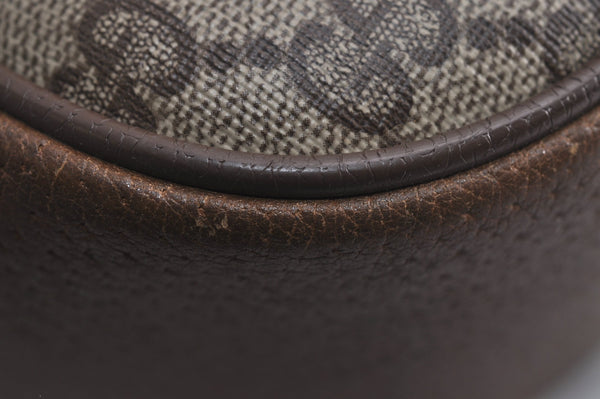 Authentic GUCCI Web Sherry Line Shoulder Cross Bag GG PVC Leather Brown 6813J