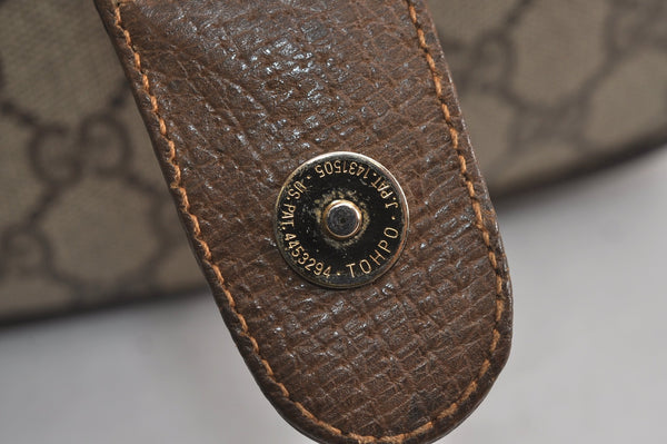 Authentic GUCCI Web Sherry Line Shoulder Cross Bag GG PVC Leather Brown 6813J