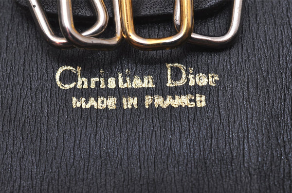 Authentic Christian Dior Trotter 4 Hooks Key Case Canvas Leather Black 6814I