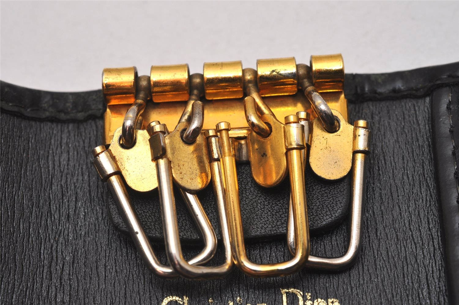 Authentic Christian Dior Trotter 4 Hooks Key Case Canvas Leather Black 6814I