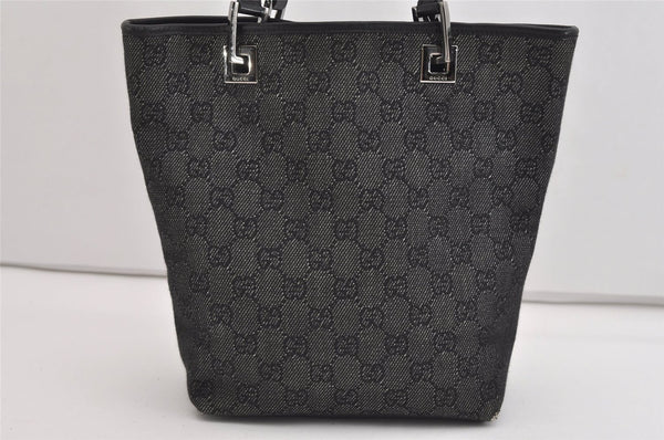 Authentic GUCCI Vintage Shoulder Tote Bag GG Canvas Leather 31244 Black 6816J
