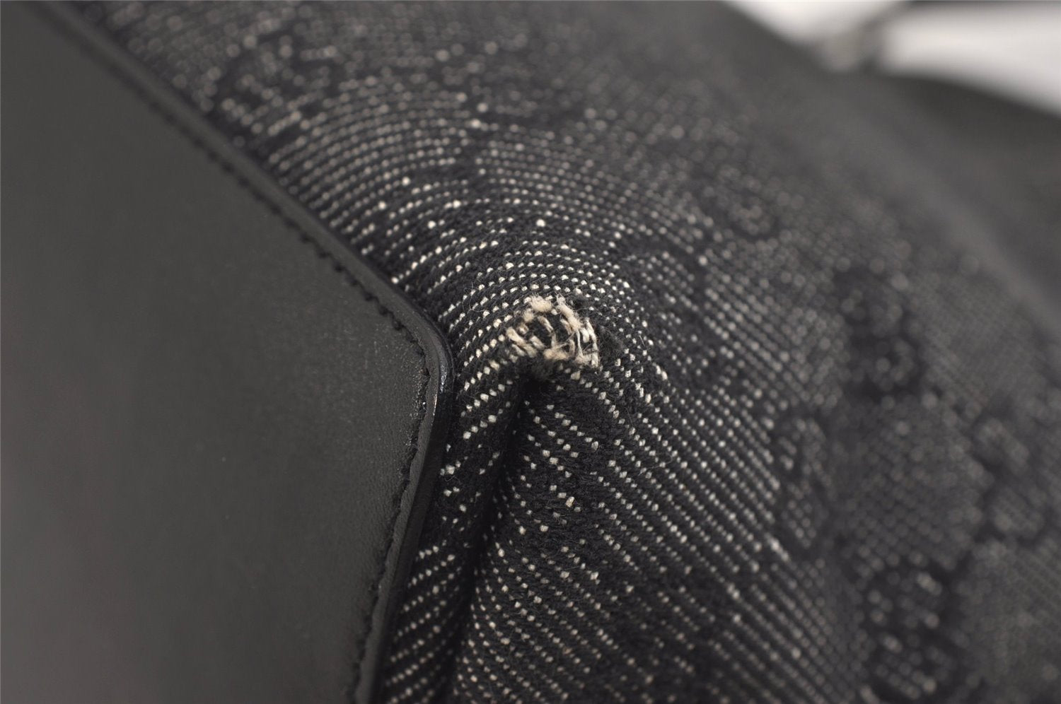 Authentic GUCCI Vintage Shoulder Tote Bag GG Canvas Leather 31244 Black 6816J