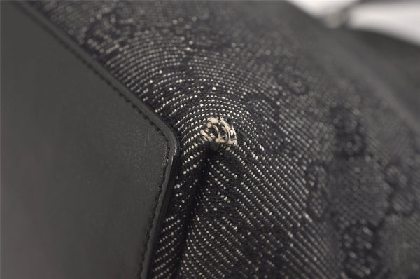 Authentic GUCCI Vintage Shoulder Tote Bag GG Canvas Leather 31244 Black 6816J