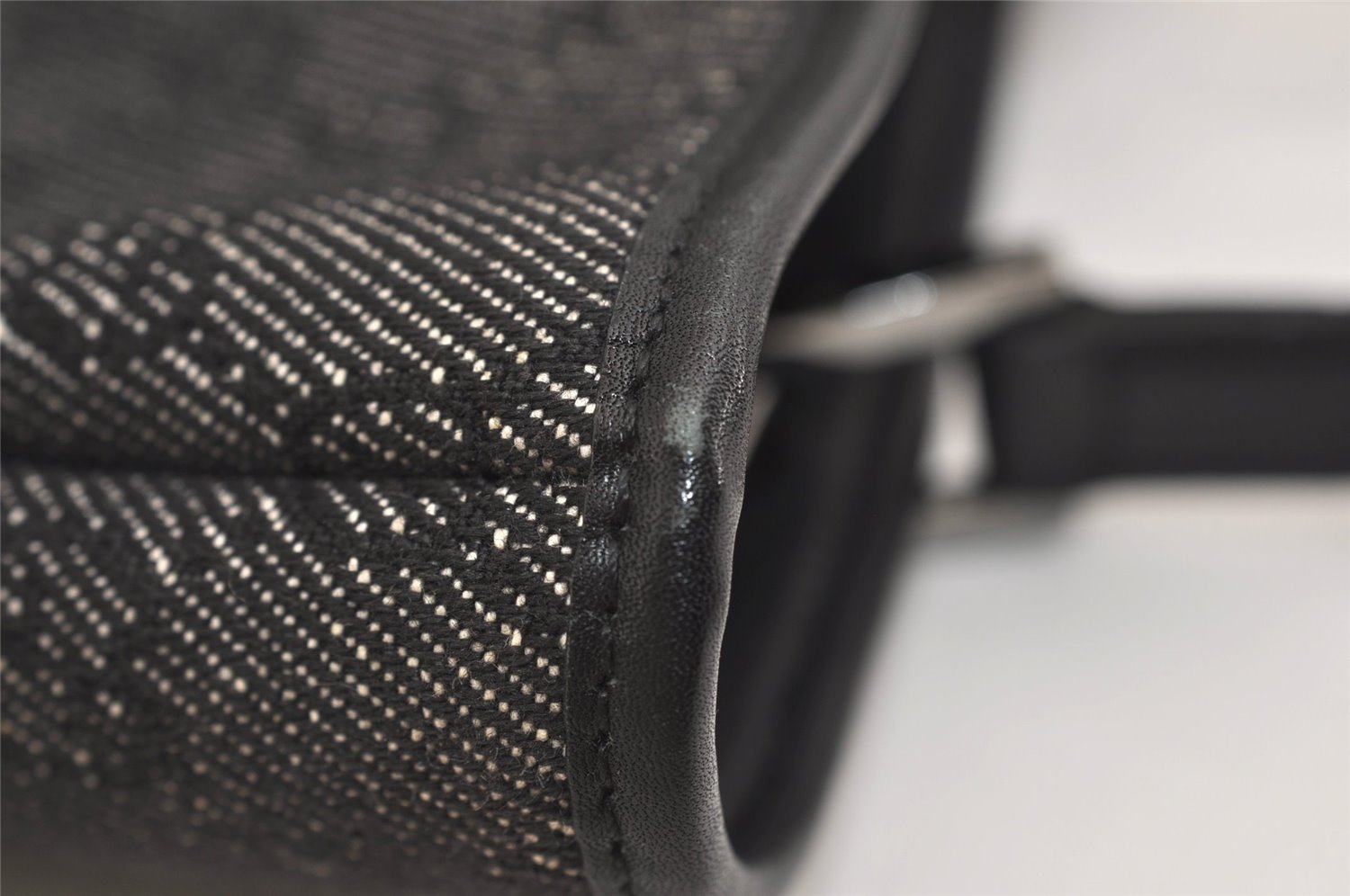 Authentic GUCCI Vintage Shoulder Tote Bag GG Canvas Leather 31244 Black 6816J