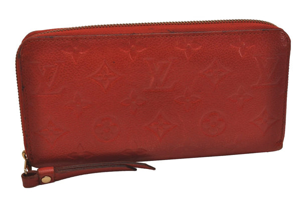 Authentic Louis Vuitton Monogram Empreinte Zippy Wallet Red M60547 LV 6818J
