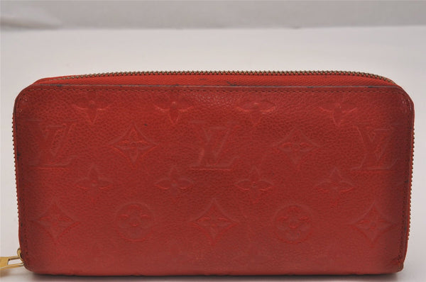 Authentic Louis Vuitton Monogram Empreinte Zippy Wallet Red M60547 LV 6818J