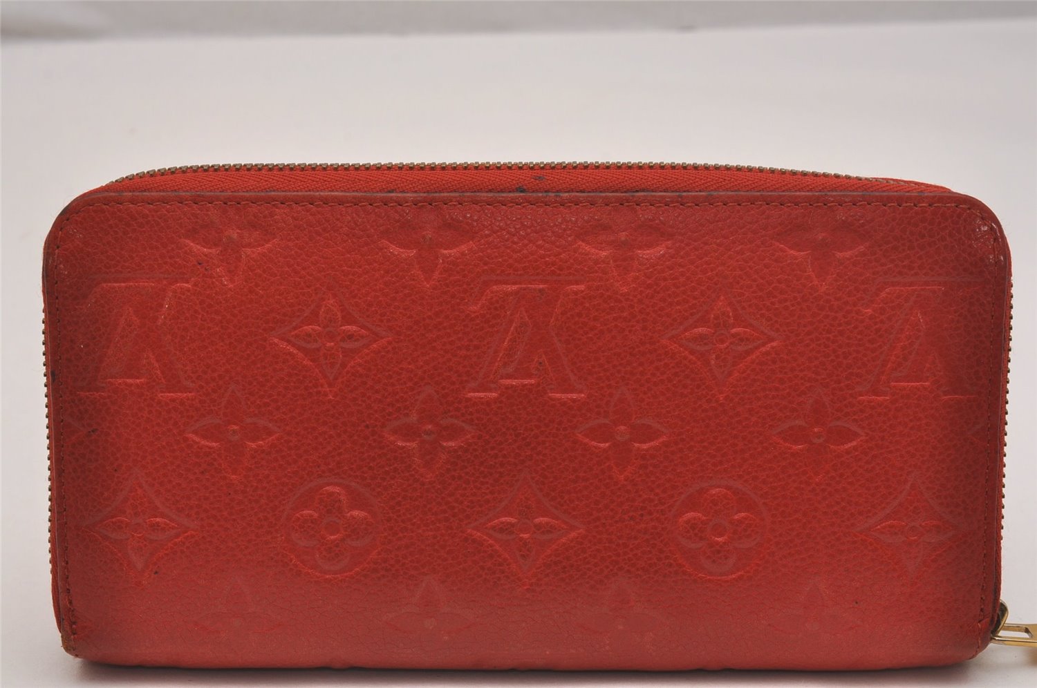 Authentic Louis Vuitton Monogram Empreinte Zippy Wallet Red M60547 LV 6818J