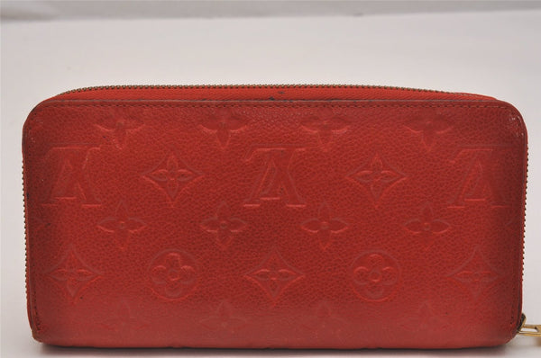 Authentic Louis Vuitton Monogram Empreinte Zippy Wallet Red M60547 LV 6818J