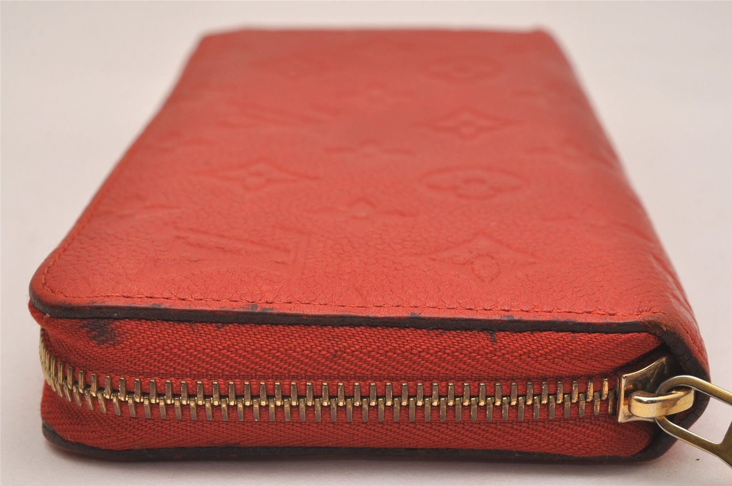 Authentic Louis Vuitton Monogram Empreinte Zippy Wallet Red M60547 LV 6818J