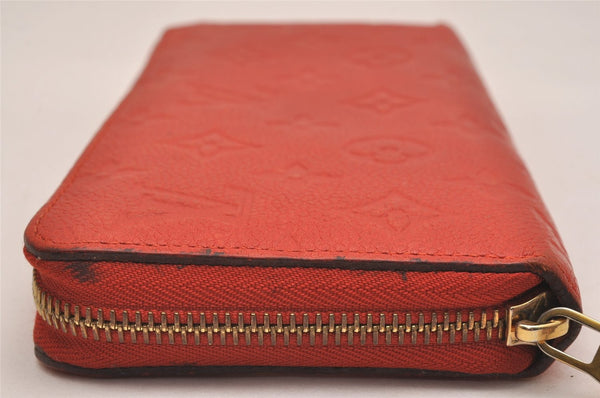 Authentic Louis Vuitton Monogram Empreinte Zippy Wallet Red M60547 LV 6818J