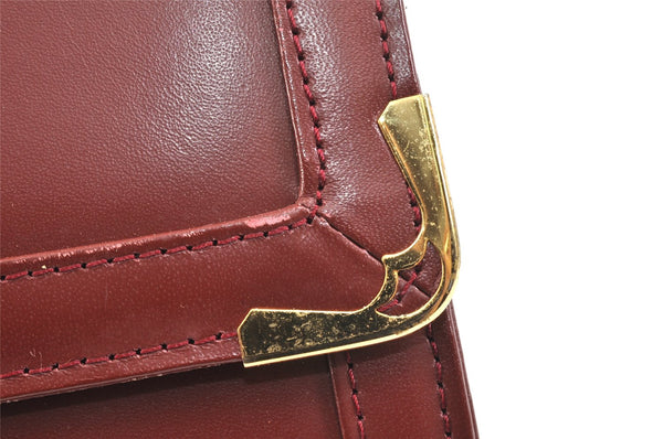 Authentic Cartier Must de Cartier Leather Chain Shoulder Bag Bordeaux Junk 6819K