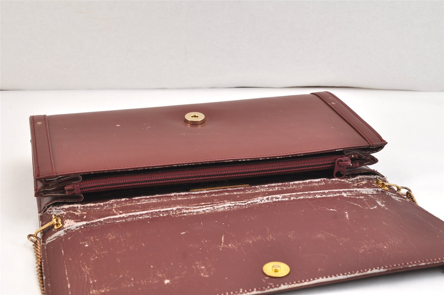 Authentic Cartier Must de Cartier Leather Chain Shoulder Bag Bordeaux Junk 6819K