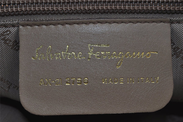 Authentic Salvatore Ferragamo Gancini Leather Shoulder Hand Bag Beige 6821I