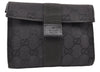 Authentic GUCCI Vintage Pouch Purse GG Canvas Leather 0390991 Black 6822I