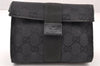 Authentic GUCCI Vintage Pouch Purse GG Canvas Leather 0390991 Black 6822I