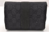 Authentic GUCCI Vintage Pouch Purse GG Canvas Leather 0390991 Black 6822I
