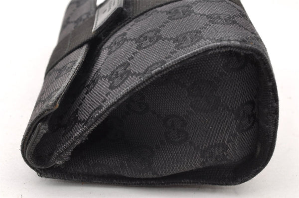 Authentic GUCCI Vintage Pouch Purse GG Canvas Leather 0390991 Black 6822I