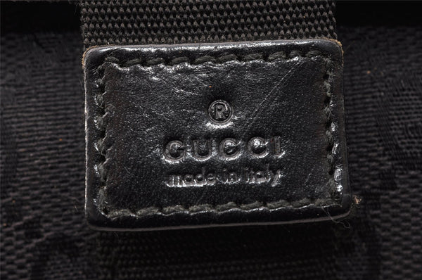 Authentic GUCCI Vintage Pouch Purse GG Canvas Leather 0390991 Black 6822I