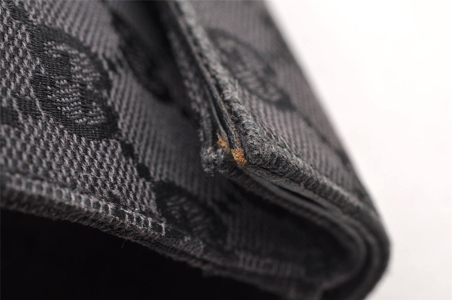 Authentic GUCCI Vintage Pouch Purse GG Canvas Leather 0390991 Black 6822I