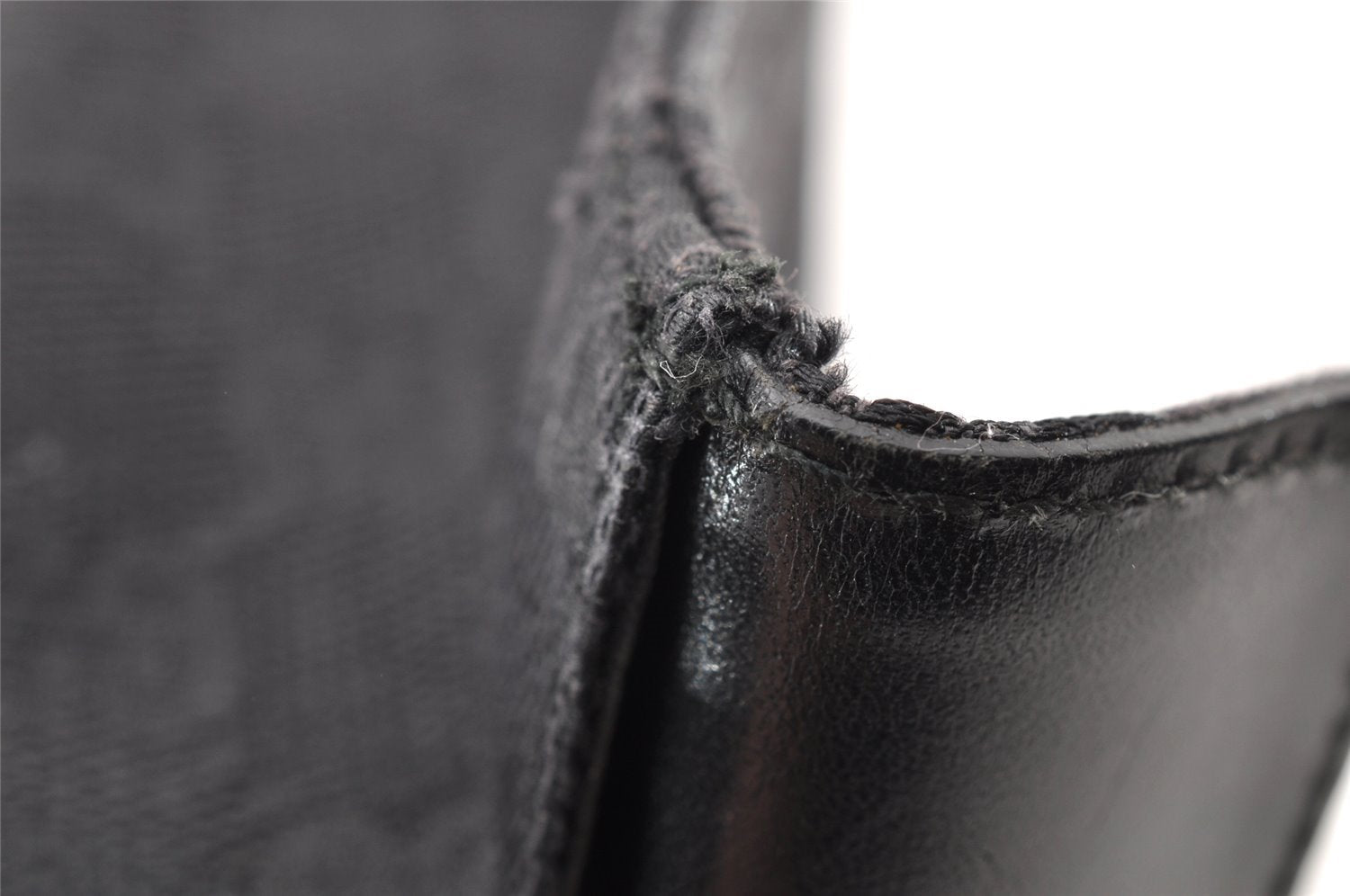 Authentic GUCCI Vintage Pouch Purse GG Canvas Leather 0390991 Black 6822I