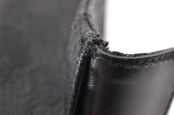 Authentic GUCCI Vintage Pouch Purse GG Canvas Leather 0390991 Black 6822I