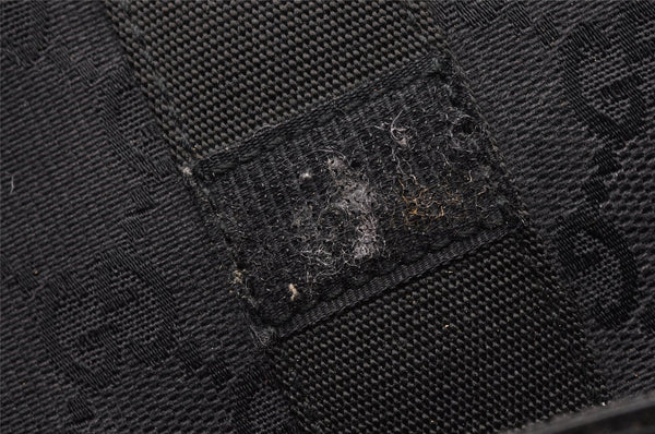 Authentic GUCCI Vintage Pouch Purse GG Canvas Leather 0390991 Black 6822I