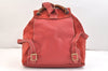 Authentic GUCCI Vintage Bamboo Drawstring Backpack Suede Leather Red 6822K