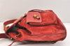 Authentic GUCCI Vintage Bamboo Drawstring Backpack Suede Leather Red 6822K