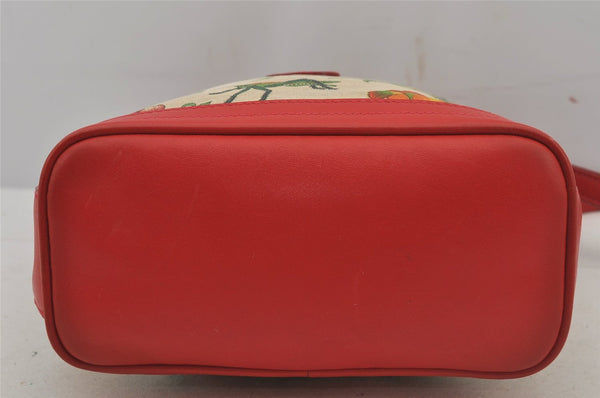 Authentic GUCCI Flora Shoulder Cross Bag Canvas Leather White Cream Junk 6823J